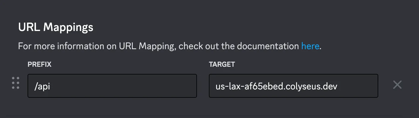 Discord Developer Portal: URL Mappings