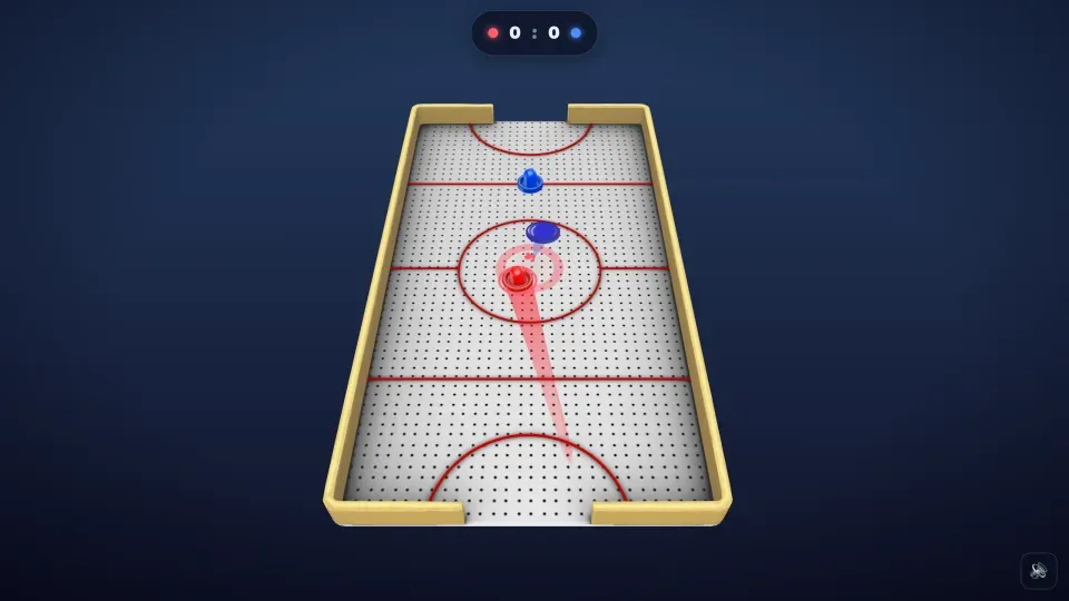 Air Hockey demo: mallet, puck and goals all predicted client-side