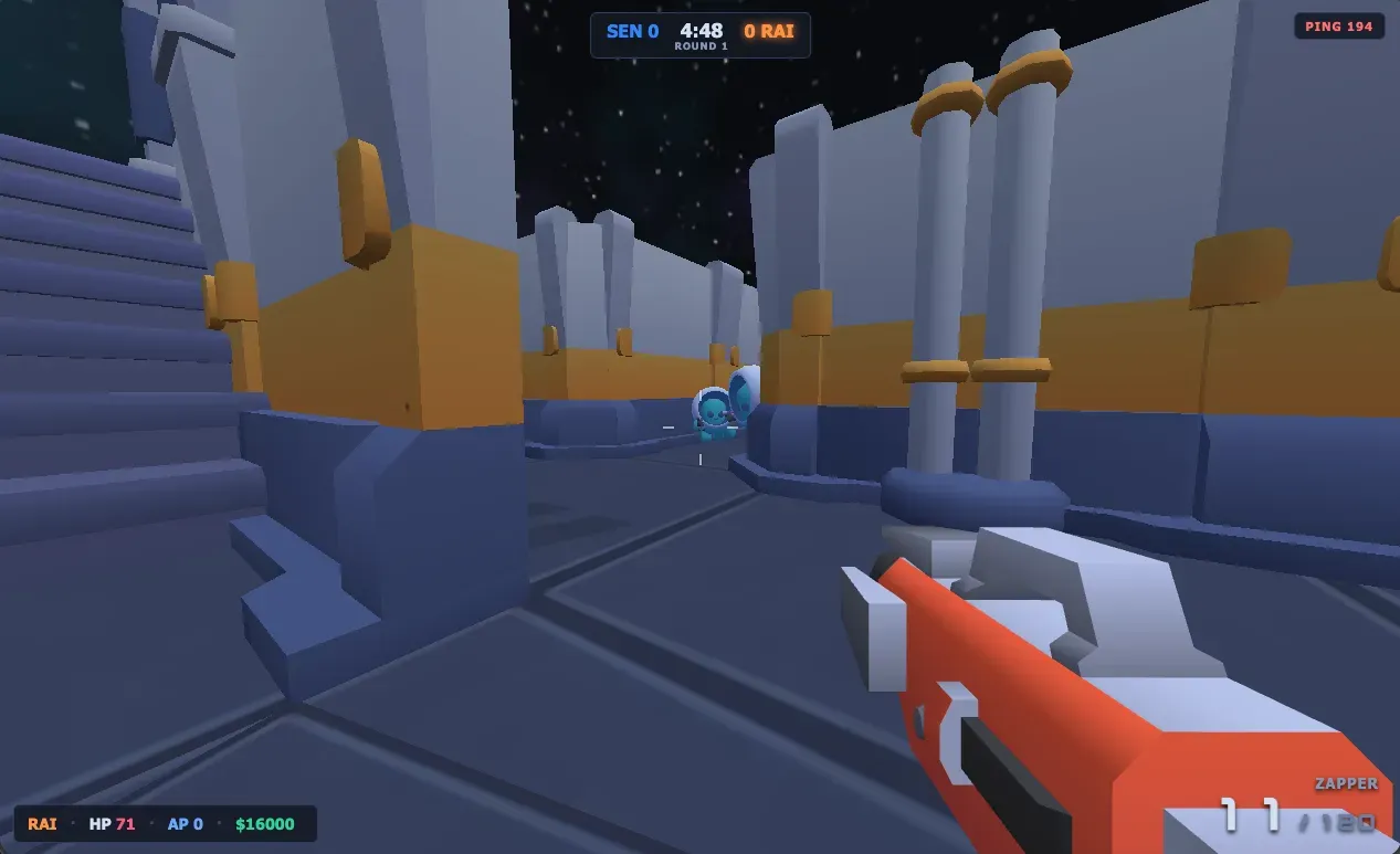 ColyStrike FPS demo: server-validated hitscan with lag compensation